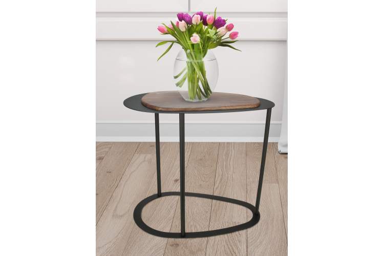 Стол журнальный МеталлАрт М024 коричневый дуб/черный-4