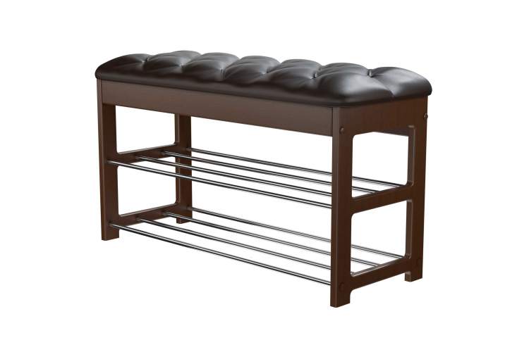 Банкетка Грейс орех, к/з Ева 1, каретная стяжка Л