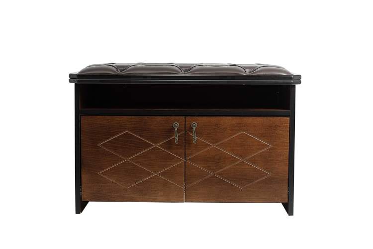 Банкетка Патриция 2 орех, к/з Ева 1, каретная стяжка Л-4