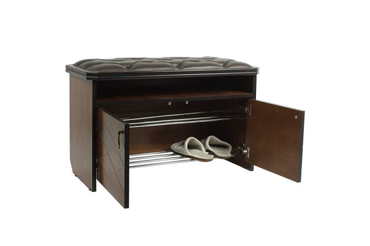 Банкетка Патриция 2 орех, к/з Ева 1, каретная стяжка Л-8