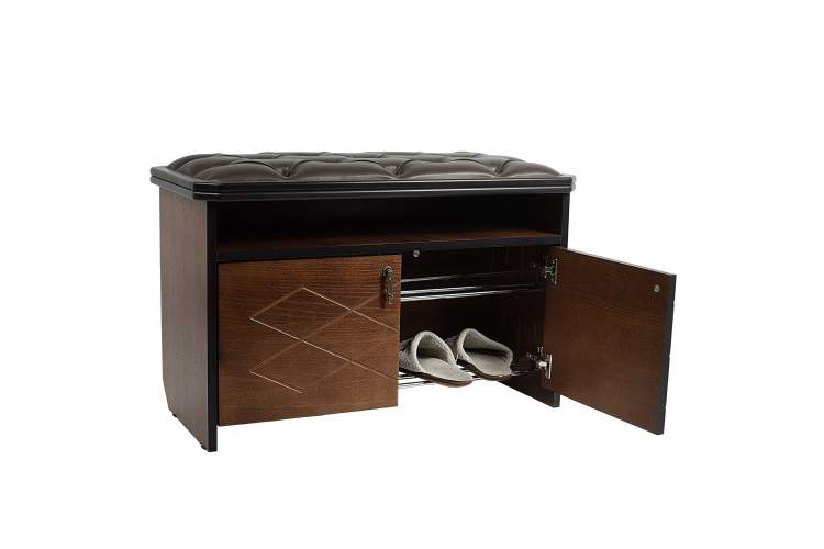 Банкетка Патриция 2 орех, к/з Ева 1, каретная стяжка Л-9