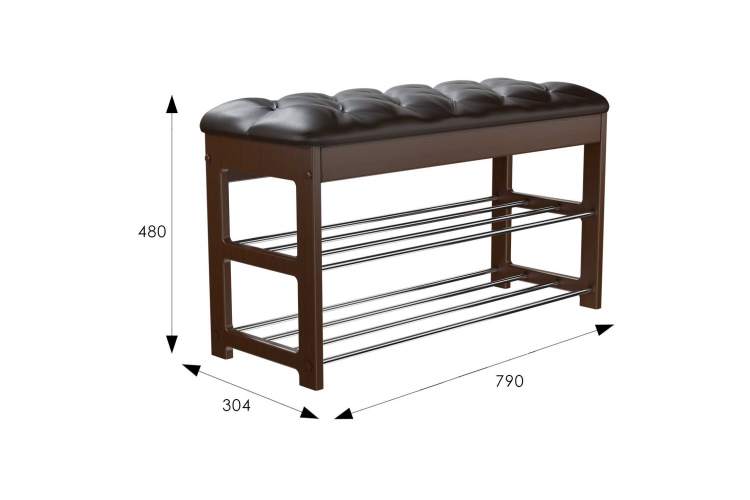 Банкетка Грейс орех, к/з Ева 1, каретная стяжка Л-1