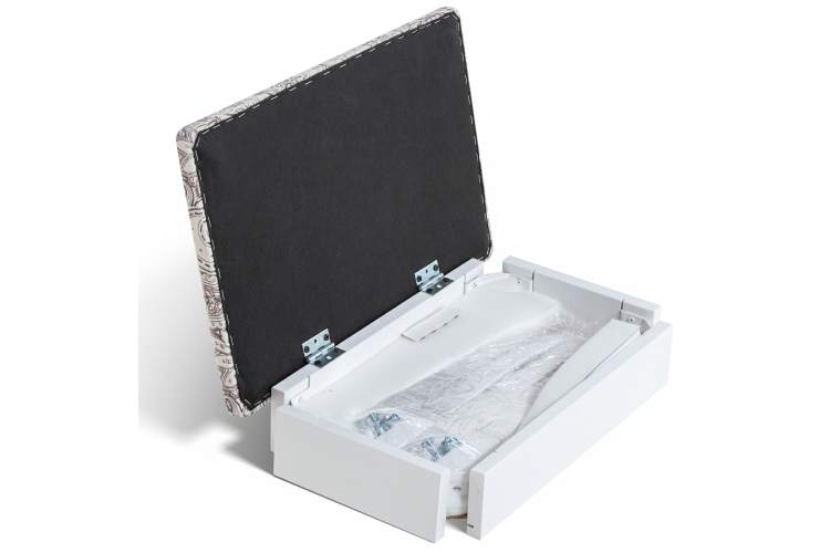 Банкетка Ретро М с ящиком белый, ткань меркурий-7