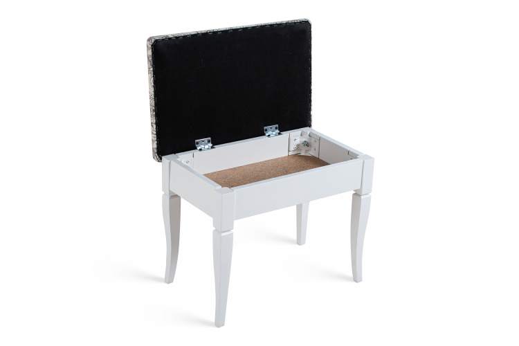 Банкетка Ретро М с ящиком белый, ткань меркурий-8