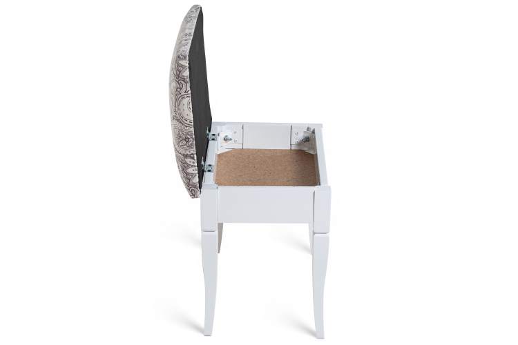 Банкетка Ретро М с ящиком белый, ткань меркурий-9