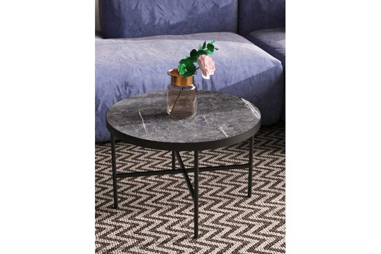 Стол журнальный МеталлАрт М011 БОЛЬШОЙ черный мрамор/черный-6