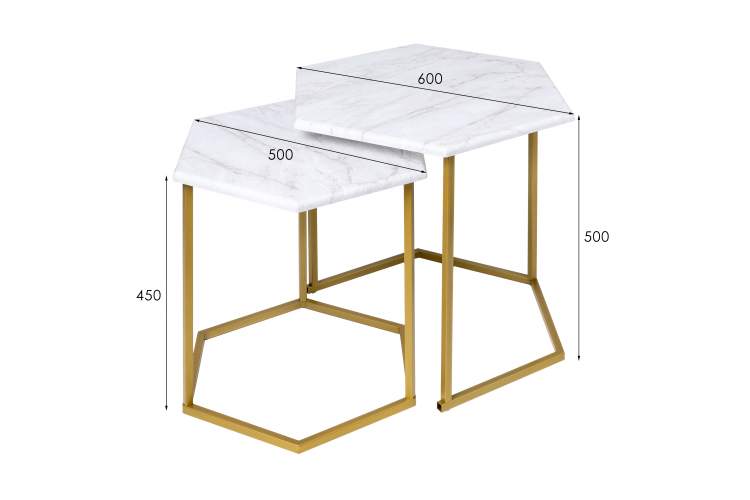 Стол журнальный МеталлАрт М003 белый мрамор/золото-11