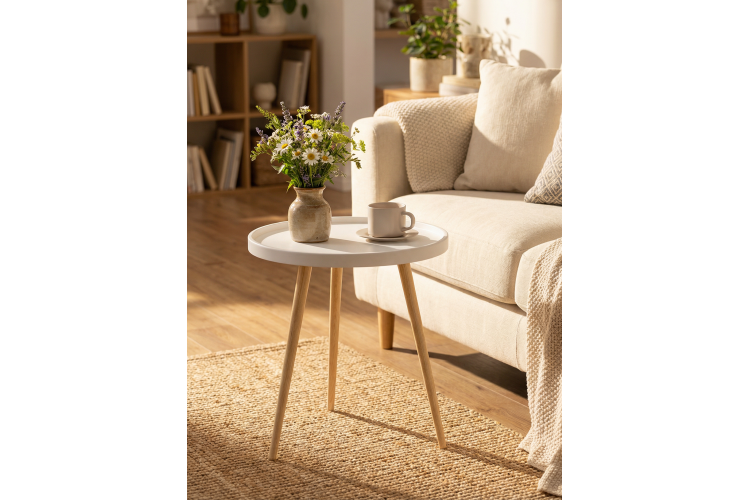Стол журнальный Келли белый/бежевый-5