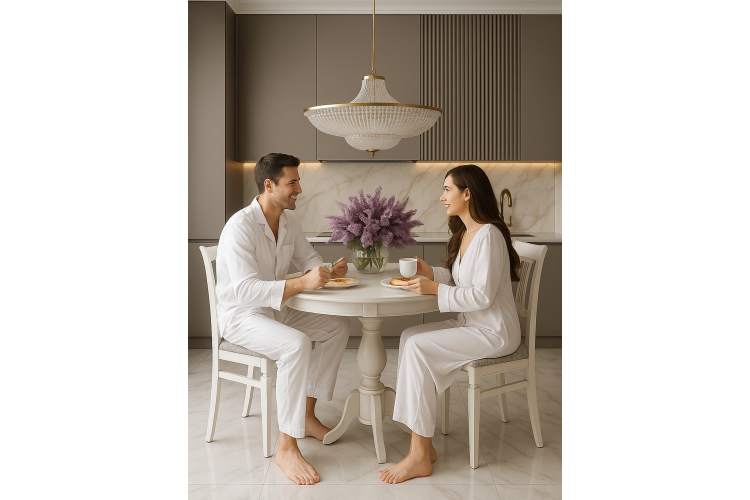 Стол обеденный Моро 04 раздвижной белый/серебро 100/140*100-7