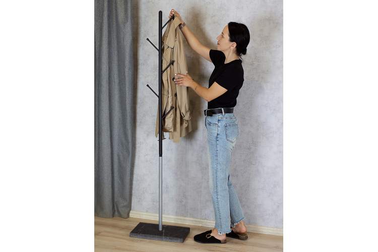 Вешалка напольная Пико 8 черный/металлик/торос графит софт-6