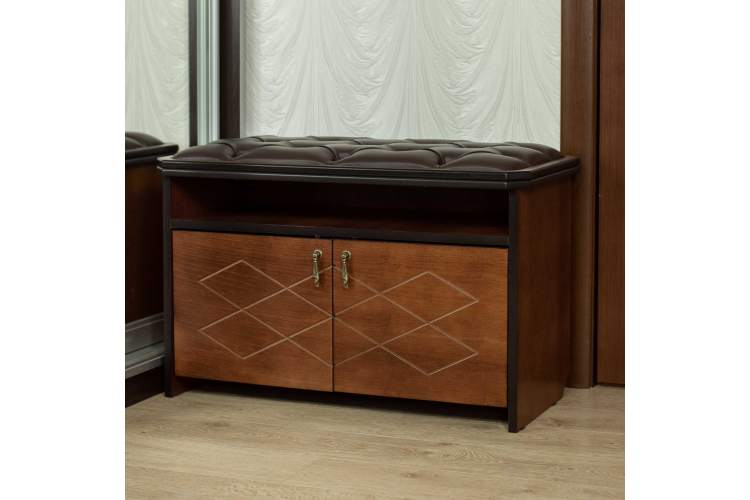 Банкетка Патриция 2 орех, к/з Ева 1, каретная стяжка Л-10