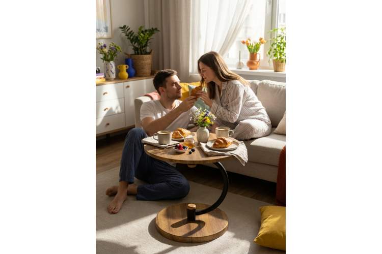 Стол журнальный Дуэт 13 дуб вотан/черный-11