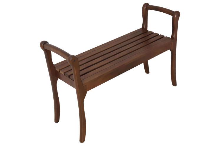 Скамья для прихожей с подлокотниками массив, каркас орех-2