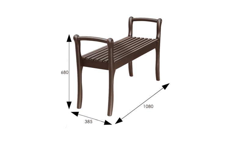 Скамья для прихожей с подлокотниками массив, каркас орех-13
