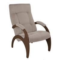 Кресло для отдыха Пири, ткань беж, каркас орех в гостиную