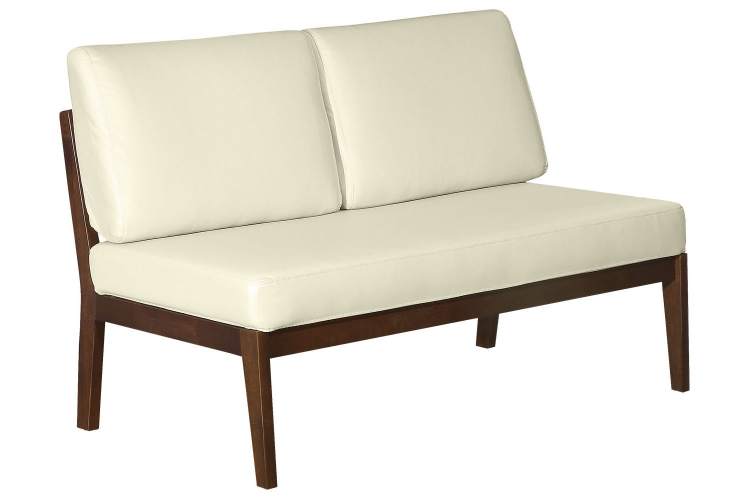 Диван-скамья Массив мягкая экокожа крем, каркас орех