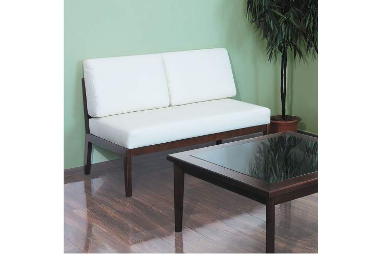 Диван-скамья Массив мягкая экокожа крем, каркас орех-4