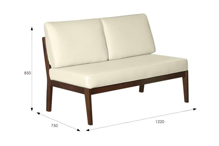 Диван-скамья Массив мягкая экокожа крем, каркас орех-8