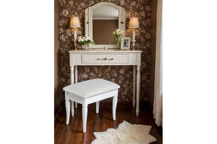 Банкетка Ретро М с ящиком белый, ткань экокожа белый-10