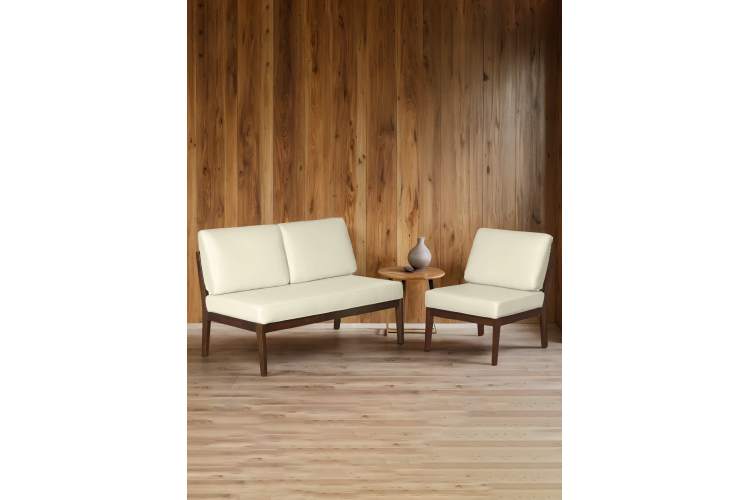 Диван-скамья Массив мягкая экокожа крем, каркас орех-6