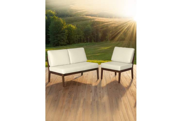 Диван-скамья Массив мягкая экокожа крем, каркас орех-7