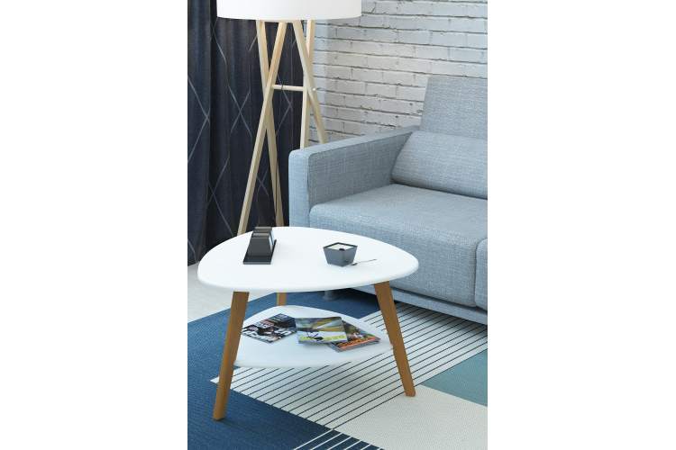 Стол журнальный Бруклин белый/дуб светлый-6