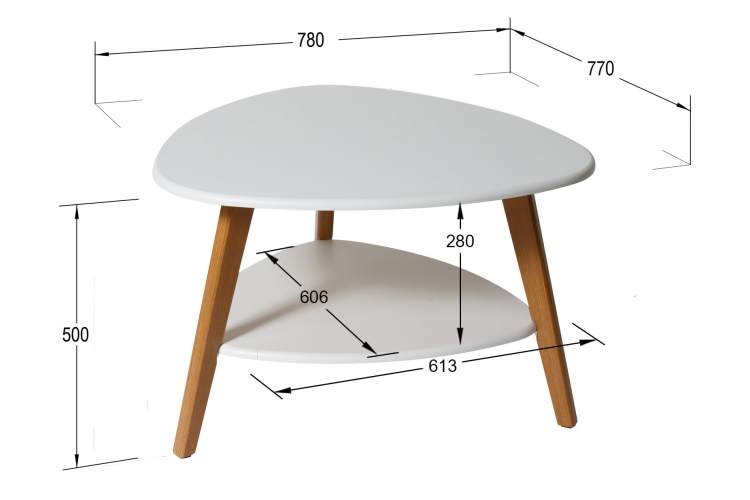 Стол журнальный Бруклин белый/дуб светлый-4