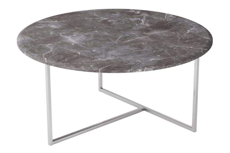 Стол журнальный Маджоре серый мрамор/хром