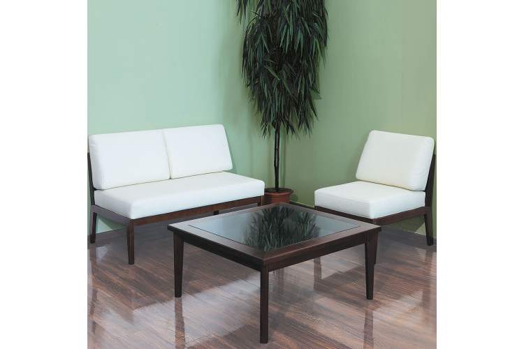 Диван-скамья Массив мягкая экокожа крем, каркас орех-5