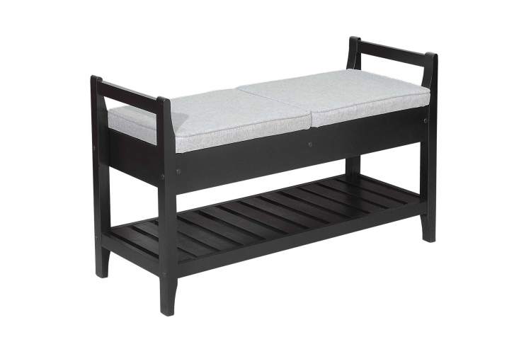 Скамья для прихожей Н с ящиком, ткань серый, каркас венге