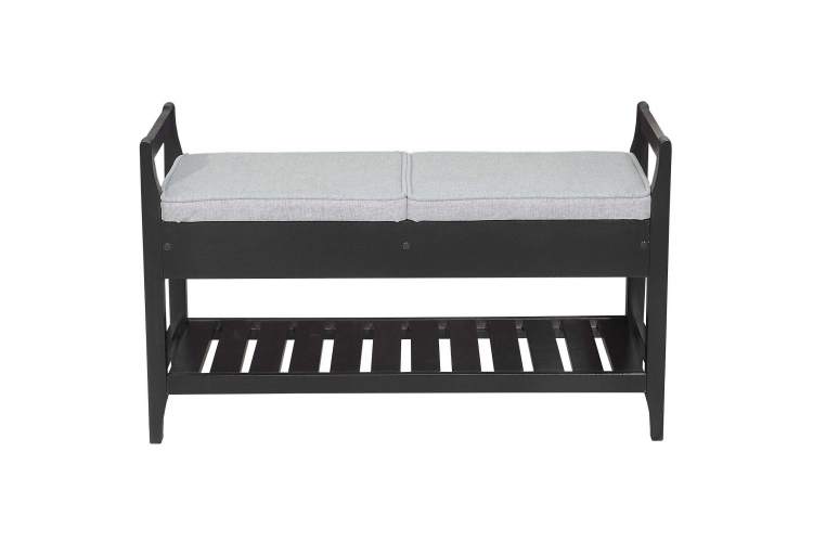 Скамья для прихожей Н с ящиком, ткань серый, каркас венге-1