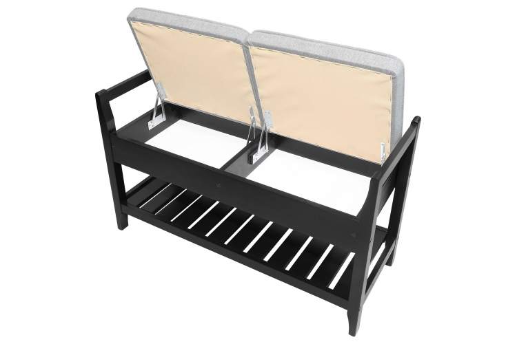 Скамья для прихожей Н с ящиком, ткань серый, каркас венге-3