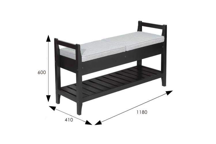 Скамья для прихожей Н с ящиком, ткань серый, каркас венге-4