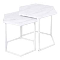 Стол журнальный МеталлАрт М003 белый мрамор/белый в гостиную