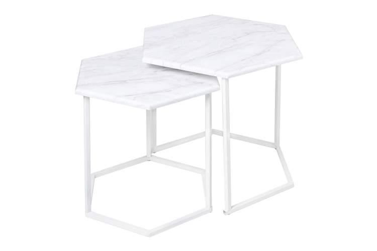 Стол журнальный МеталлАрт М003 белый мрамор/белый