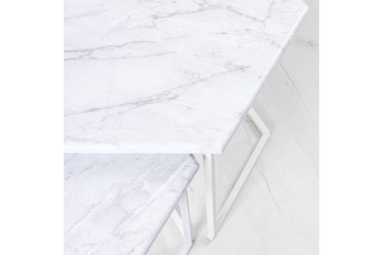 Стол журнальный МеталлАрт М003 белый мрамор/белый-3