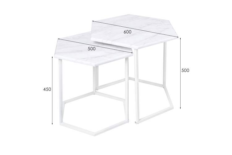 Стол журнальный МеталлАрт М003 белый мрамор/белый-11