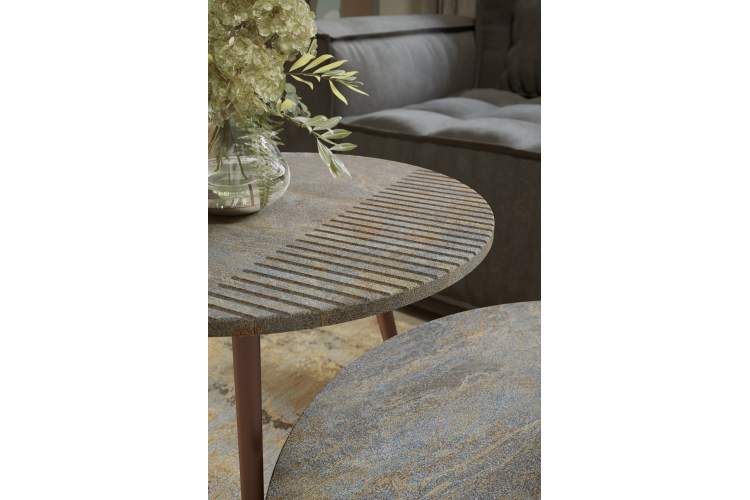 Стол журнальный Рикон Страйп гранж/винный металлик-4