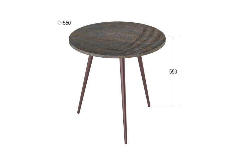 Стол журнальный Рикон Страйп гранж/винный металлик-1