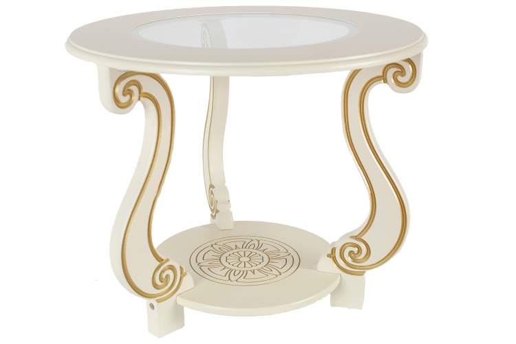 Стол журнальный Грация (С) слоновая кость/золото