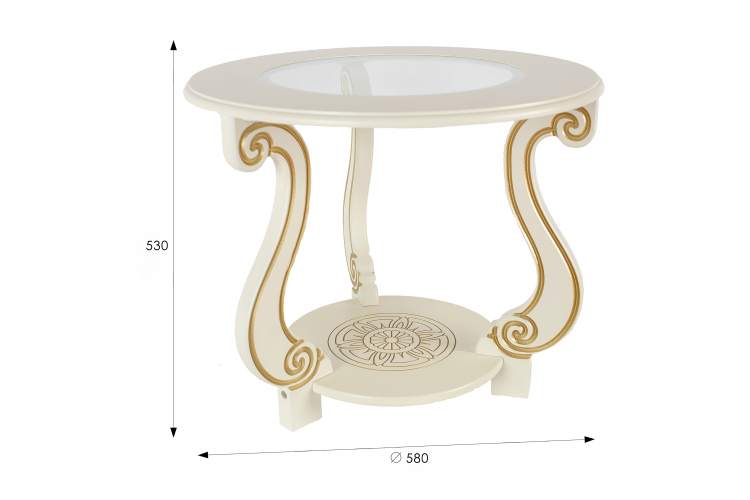 Стол журнальный Грация (С) слоновая кость/золото-5