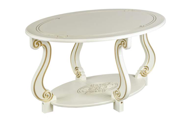 Стол журнальный Овация (М) слоновая кость/золото