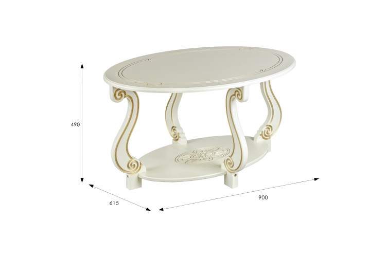 Стол журнальный Овация (М) слоновая кость/золото-7