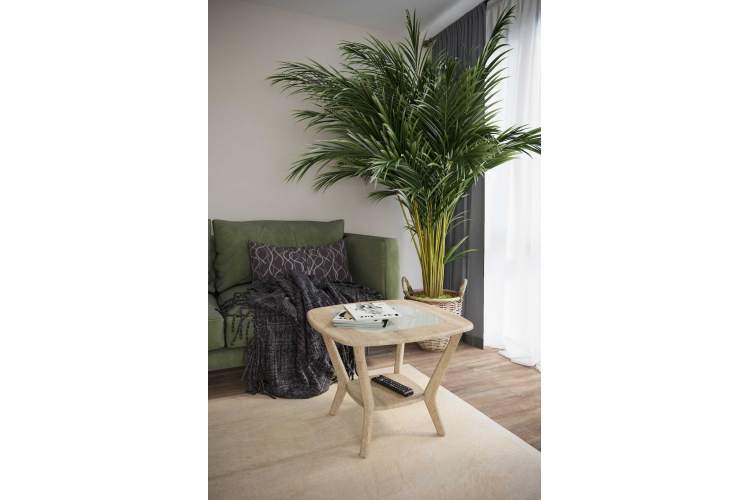 Стол журнальный Мельбурн со стеклом дуб сонома/дуб сонома-2