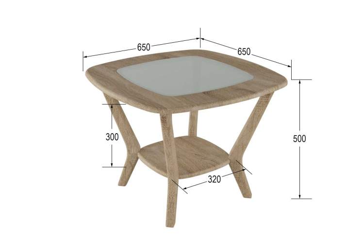 Стол журнальный Мельбурн со стеклом дуб сонома/дуб сонома-1
