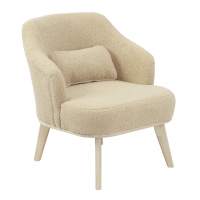 Кресло Комфорт 5 ткань барни крем, каркас лак в гостиную