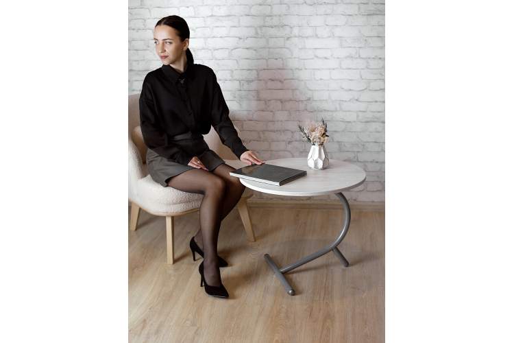 Стол журнальный Дуэт 14 дуб дымчатый/металлик-12