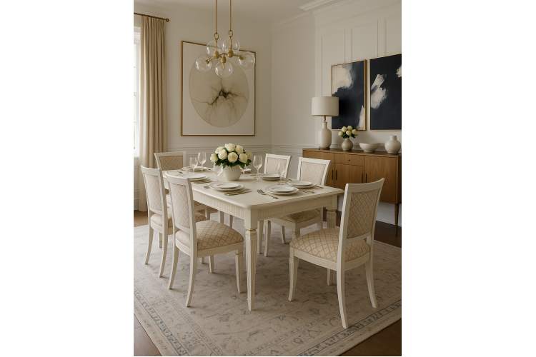 Стол обеденный Васко В 86Н слоновая кость/золото 120/170*80-3