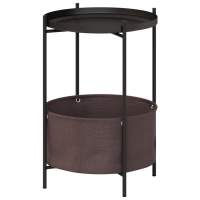 Стол журнальный Элдей рогожка коричневый/черный в гостиную