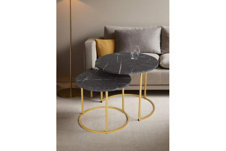 Стол журнальный МеталлАрт М001 черный мрамор/золото-13